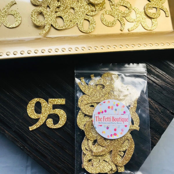 95th Birthday Confetti/ 95th Birthday Party Decorations/Age Confetti/ milestone confetti/50 pieces/ 95th party supplies / number confetti/