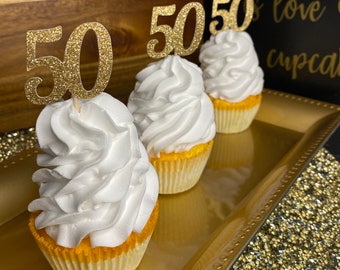 50th Birthday Cupcake Topper/ 50th Birthday Party Decorations/ custom cupcake topper/ party supplies