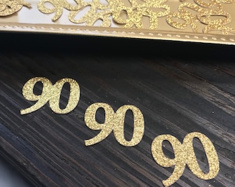 90th Birthday Confetti/ 90th Birthday Party Decorations/Age Confetti/ milestone confetti/50 pieces/ 90th party supplies / number confetti