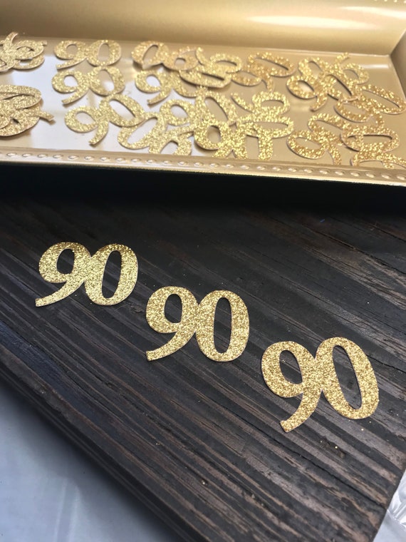 90th Birthday Confetti/ 90th Birthday Party Decorations/Age Confetti/ milestone confetti/50 pieces/ 90th party supplies / number confetti