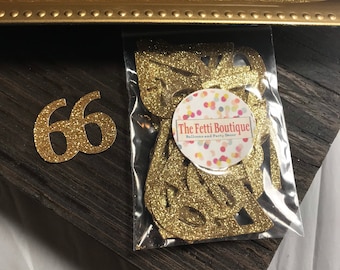 66th Birthday Confetti/ 66th Birthday Party Decorations/Age Confetti/ milestone confetti/50 pieces/ 66th party supplies / number confetti
