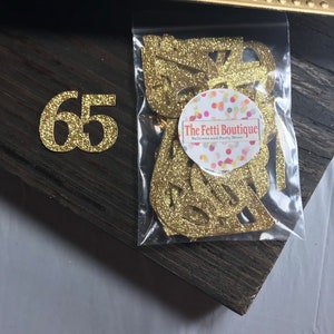 65th Birthday Confetti/ 65th Birthday Party Decorations/Age Confetti/ milestone confetti/50 pieces/ 65th party supplies / number confetti