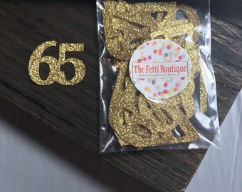 65th Birthday Confetti/ 65th Birthday Party Decorations/Age Confetti/ milestone confetti/50 pieces/ 65th party supplies / number confetti