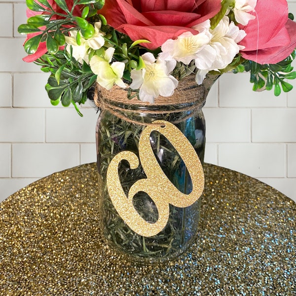 60th Birthday Centerpiece Decorations/ 60th Birthday Decorations/ 60th Birthday for Her/ 60th Birthday Table Decorations/ Age Cutouts