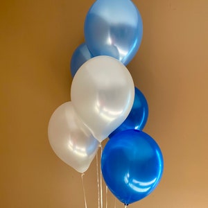 blue balloons | pearl white balloons | birthday balloons | 6 ct | blue birthday decorations | balloons | blue birthday party | balloon arch