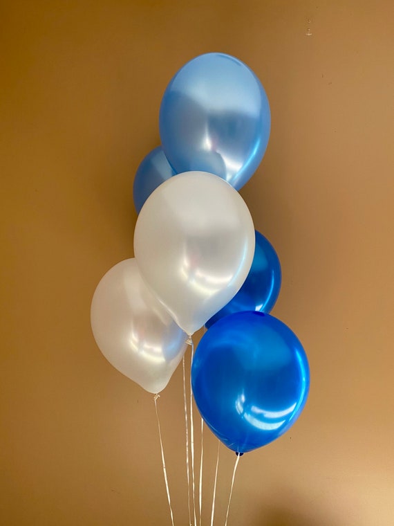 Blue and white balloons deals
