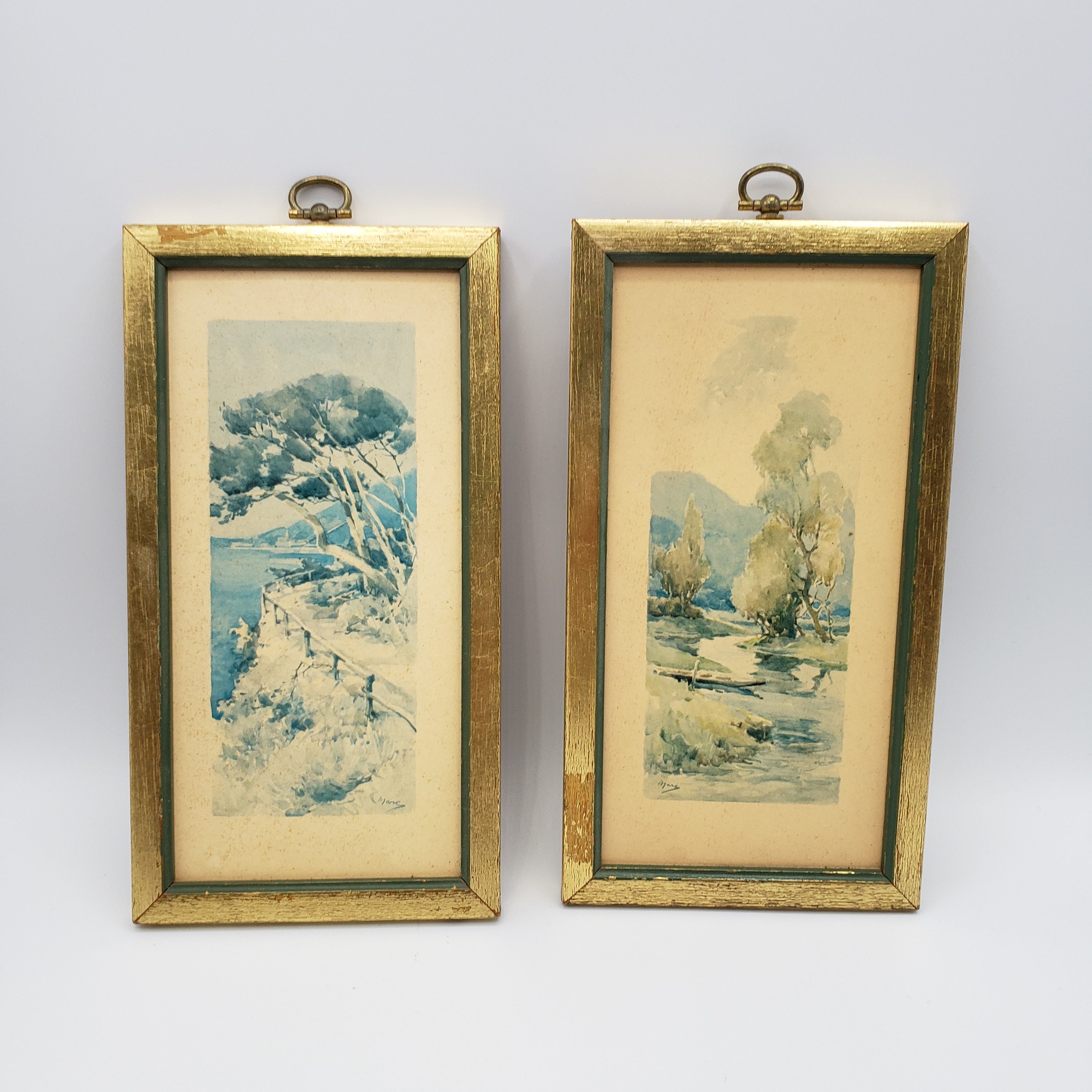 Vintage Franklin Picture Company Signed Wall Art Set of 2 Etsy