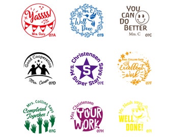 Custom teacher stamp personalized back to school classroom christmas gift grading homework comment great work well done good job TS 007