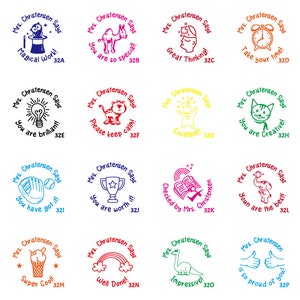 Teacher stamps, personalized teacher stamps, custom teacher stamp, magical work, great thinking, brilliant, excellent, well done TS 032