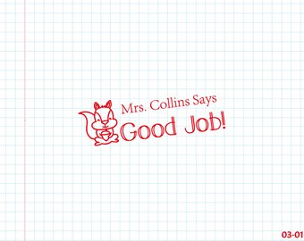 Custom teacher stamp personalized back to school classroom christmas gift grading homework comment great work well done good job TQS 003