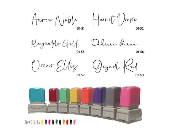  Custom Name Stamps-Custom Personalized Signature Stamp-11 Font  Choices and 3 Ink Colors : Office Products