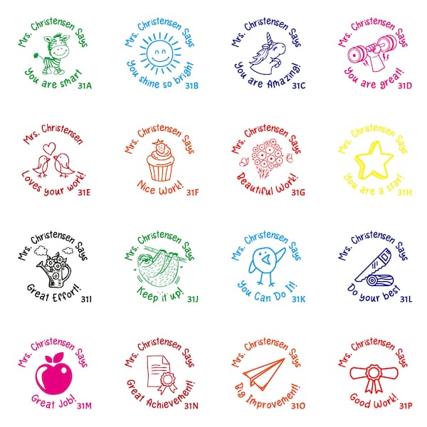 Sello personalizado para maestro, regalo de Navidad para regreso a clases, calificación de tareas, comentario, buen trabajo, buen trabajo, TS 031