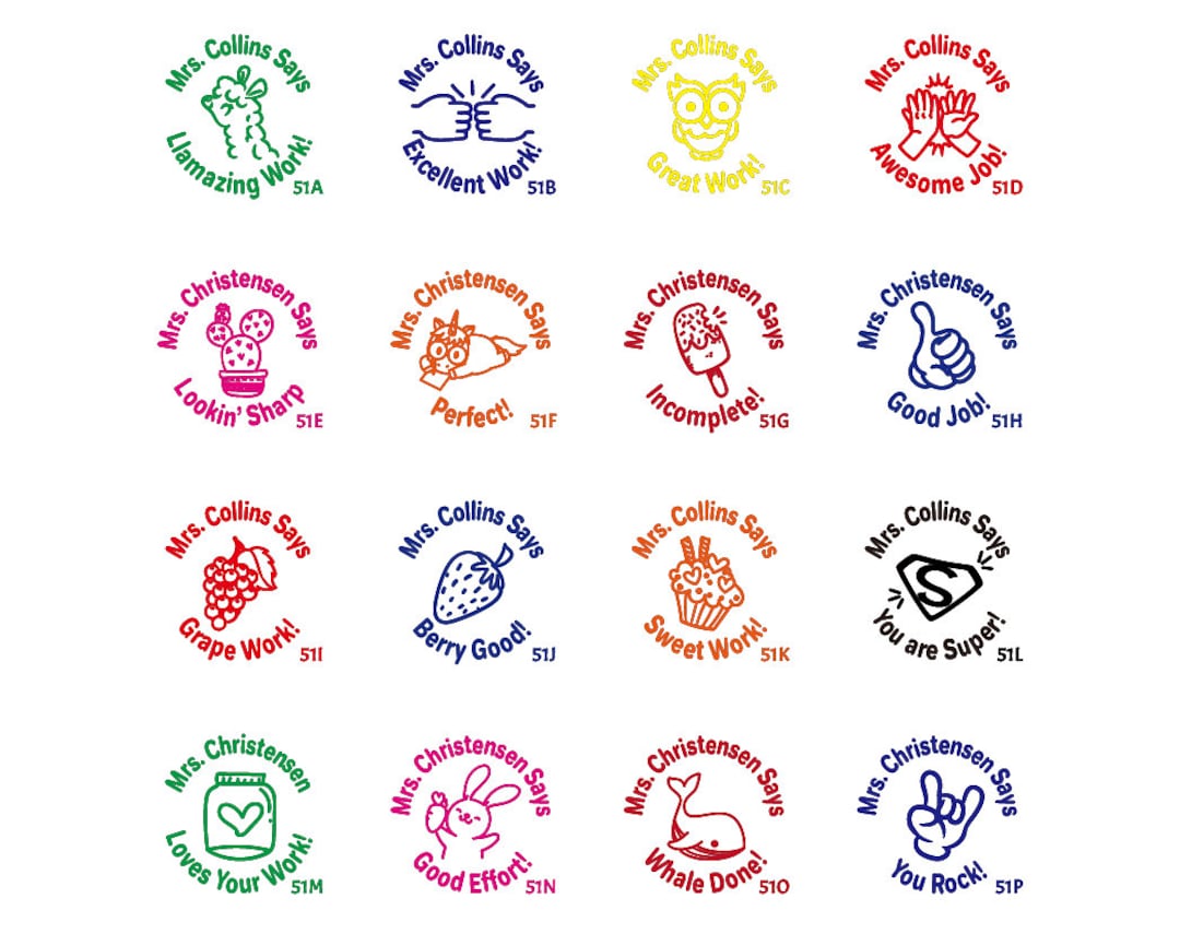 Set De 6 Sellos Motivadores Para Profesores - Autoentintados, Colores Vivos, Ideales Para Corregir Y Animar A Los Alumnos