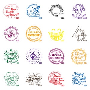 Custom teacher stamps gifts, teacher stamp, personalized teacher award homework stamps, great improvement, awesome, perfect TS 002
