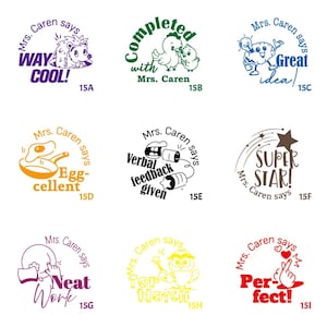 Custom teacher stamps gifts, teacher stamp, personalized teacher award homework stamps, egg-cellent, super star, neat work, perfect TS 015