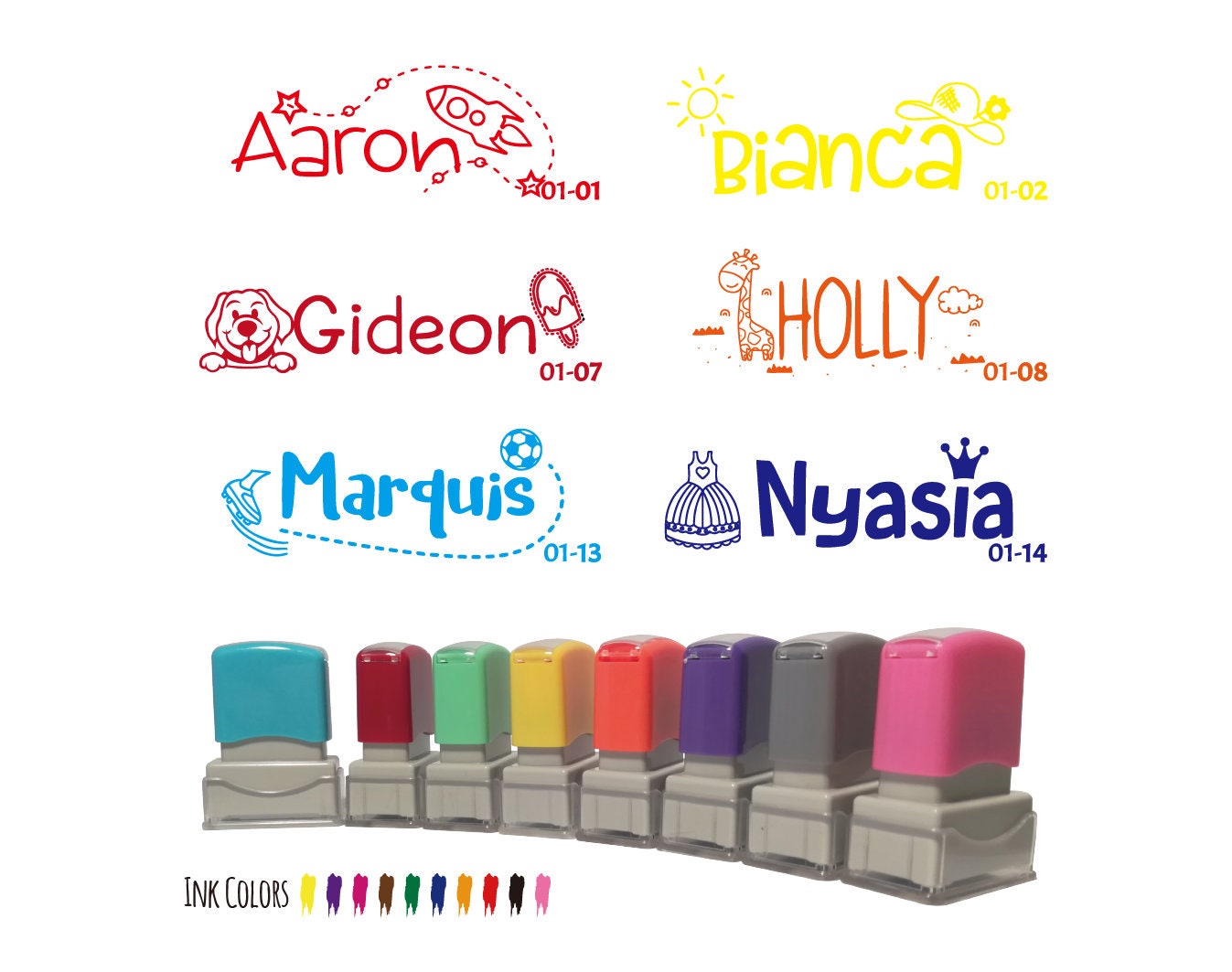 Kids' Name Stamps, Personalized Stamps for Kids