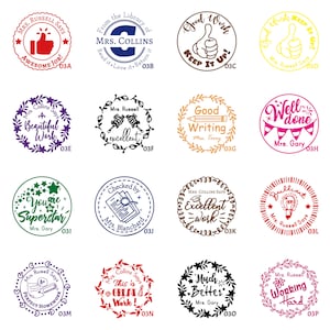 Custom teacher stamps gifts, teacher stamp, personalized teacher award homework stamps, awesome, keep it up, well done, checked by TS 003