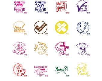 Custom teacher stamp personalized back to school classroom christmas gift grading homework comment great work well done good job TS 001
