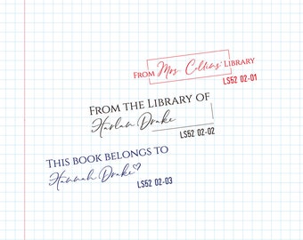 Library stamp, custom library stamp, from the library of stamp, this book belongs to, personalized book stamp, teacher gift stamp LS 52 002