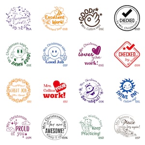 Custom teacher stamps gifts, teacher stamp, personalized teacher award homework stamps, proud of you, love your work, checked by TS 005