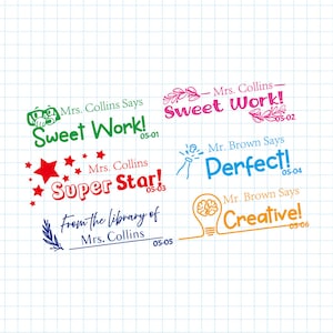 Teacher stamps, personalized teacher stamps, custom teacher stamp, checked by teacher stamps, good job teacher stamps, TQS 005