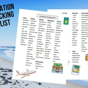 Vacation Packing/Digital Download/Instant Download/Vacation Planner/ Travel Checklist/ Digital File/Packing List/PDF Printable/ Simple