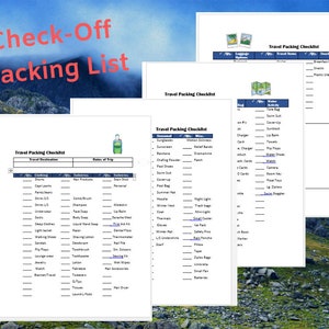 Vacation Packing List/Check-off Packing List/ Vacation Planner/ Instant Download/Digital Download/ PDF Printable/Travel Checklist