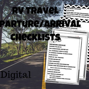 RV Departure Arrival Check List Motorhome Vacation Camper List Digital Download Updated