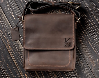 Bolso bandolera para hombre, bolso bandolera de piel hecho a mano, bolso mensajero para hombre, monedero personalizado, regalo personalizado para el día del padre, piel de caballo loco