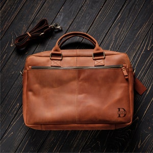 Bolso de piel para hombre para documentos y portátil con bandolera ajustable, cartera grande de piel, regalo de aniversario personalizado para él
