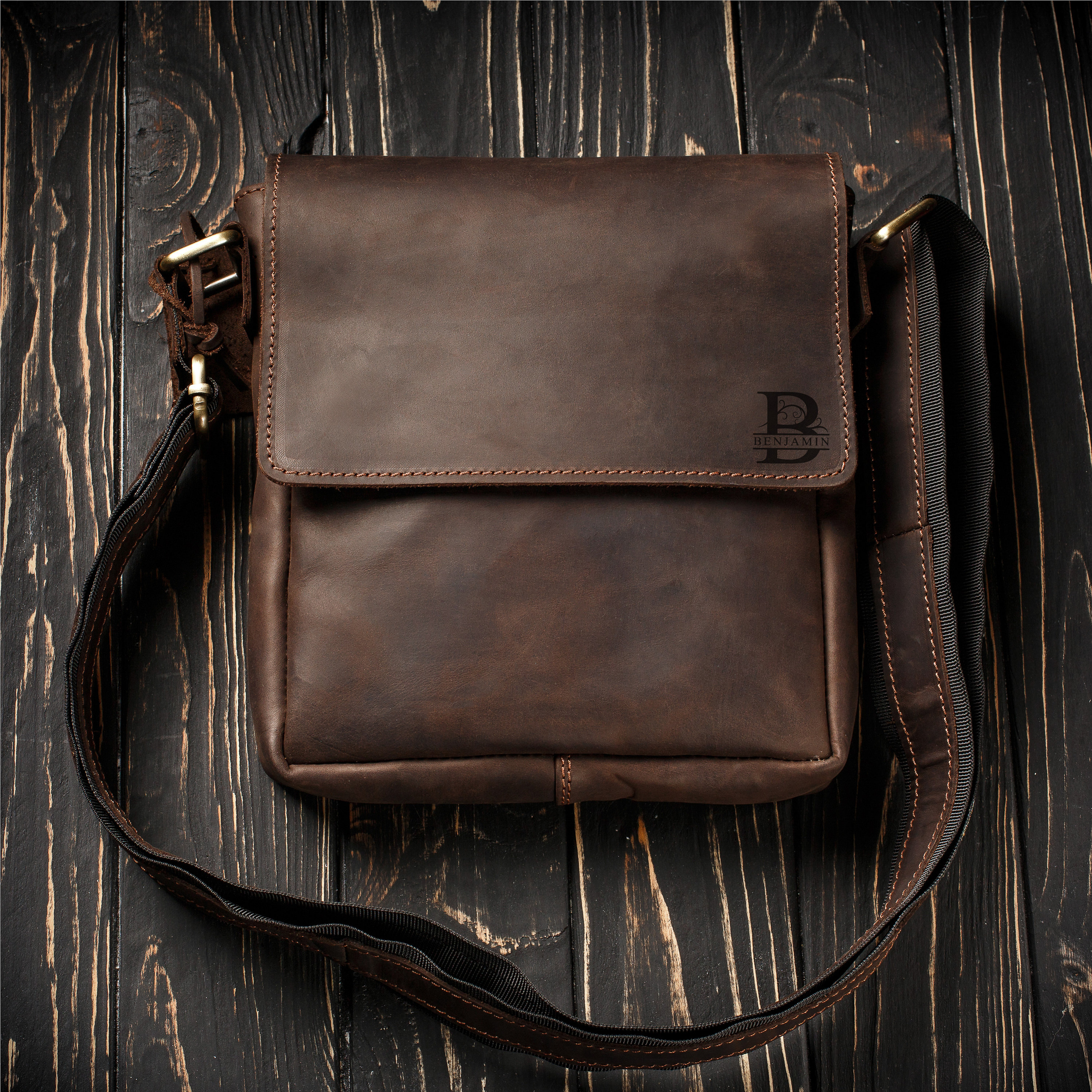 Mens Leather Messenger Bag 