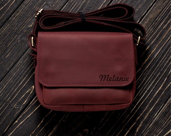 Third Wedding Anniversary Personalized Gift Leather Shoulder Bag For Women 3rd Wedding Anniverary Gift For Her Small Crossbody Purse