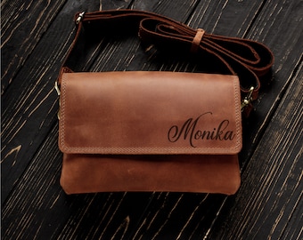 Bolso bandolera de piel para mujer, neceser, monedero pequeño de piel, bolso personalizado para mujer, regalo de Navidad para mujer
