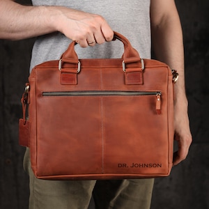 Sac en cuir personnalisé pour médecin, cadeau de remise des diplômes d'une faculté de médecine, cadeau spécial pour médecin, grande mallette pour homme avec bandoulière réglable