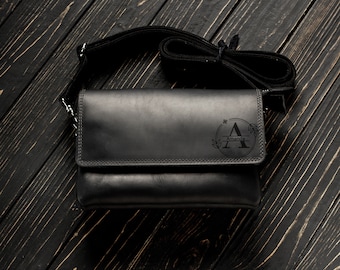 Bolso bandolera de piel personalizado, bolso de mujer hecho a mano, neceser, monedero pequeño de piel, regalo para mujer