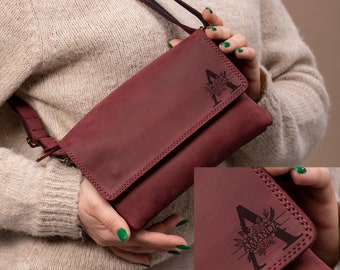 Bolso de hombro de cuero hecho a mano, bolso cruzado personalizado para mujer, neceser, regalo para novia, bolso cruzado pequeño