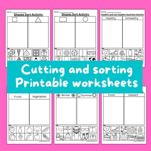 Sorting, counting, cut and paste activity for preschool and kindergarten kids Teachers resources for classroom practice numbers, shapes etc image 1