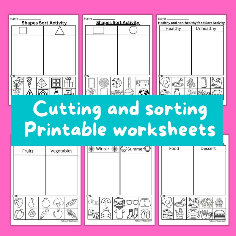 Sorting, counting, cut and paste activity for preschool and kindergarten kids Teachers resources for classroom practice numbers, shapes etc image 1