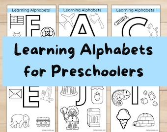 Learning Alphabets coloring pages with images to color - toddlers and preschoolers coloring alphabets printable worksheets