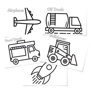 Printable Vehicles coloring pages for toddlers coloring sheets for kids, preschoolers, homeschoolers. Summer activity, 25 coloring sheets image 2