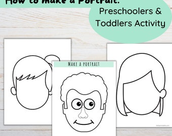 Make a portrait - learning portraits for preschool activity - kids activity worksheets - cut and glue features to make emotion faces