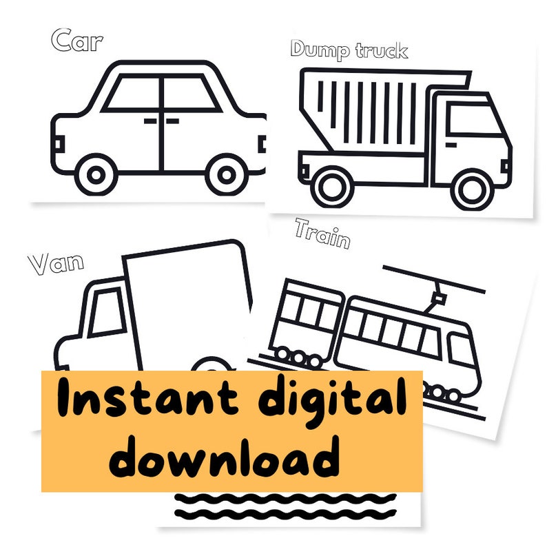 Printable Vehicles coloring pages for toddlers coloring sheets for kids, preschoolers, homeschoolers. Summer activity, 25 coloring sheets image 5