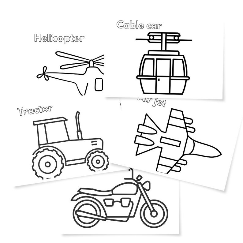 Printable Vehicles coloring pages for toddlers coloring sheets for kids, preschoolers, homeschoolers. Summer activity, 25 coloring sheets image 4