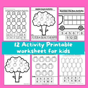 Sorting, counting, cut and paste activity for preschool and kindergarten kids Teachers resources for classroom practice numbers, shapes etc image 5