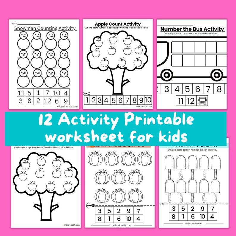 Sorting, counting, cut and paste activity for preschool and kindergarten kids Teachers resources for classroom practice numbers, shapes etc image 5