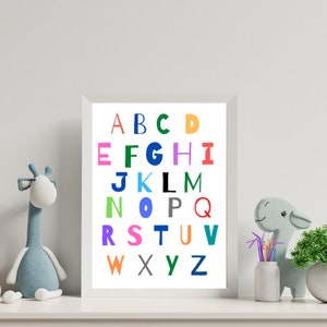 Alphabets printable poster for kids room, nursery or classroom wall art