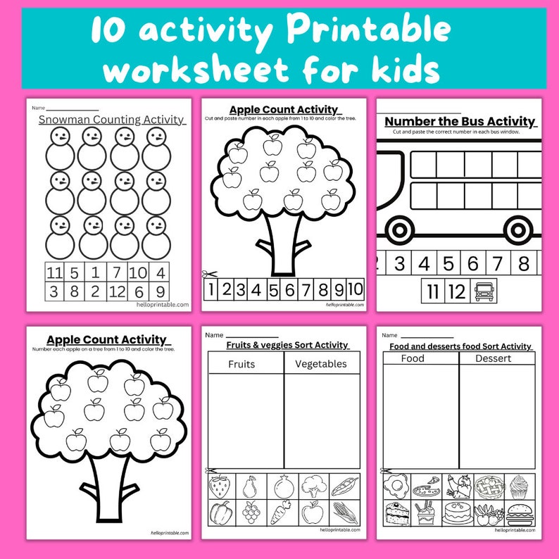 Sorting, counting, cut and paste activity for preschool and kindergarten kids Teachers resources for classroom practice numbers, shapes etc image 4