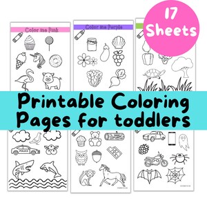 Printable coloring worksheets for toddlers, Learning Colors, toddlers color activities, 17 coloring pages workbook, Pre-k, homeschool