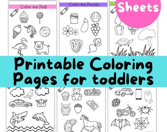 Printable coloring worksheets for toddlers, Learning Colors, toddlers color activities, 17 coloring pages workbook, Pre-k, homeschool