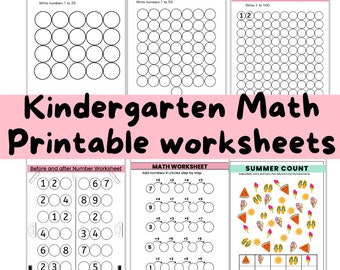 Kindergarten math printable worksheets - Summer practice worksheet for kids - Homeschool or classroom practice